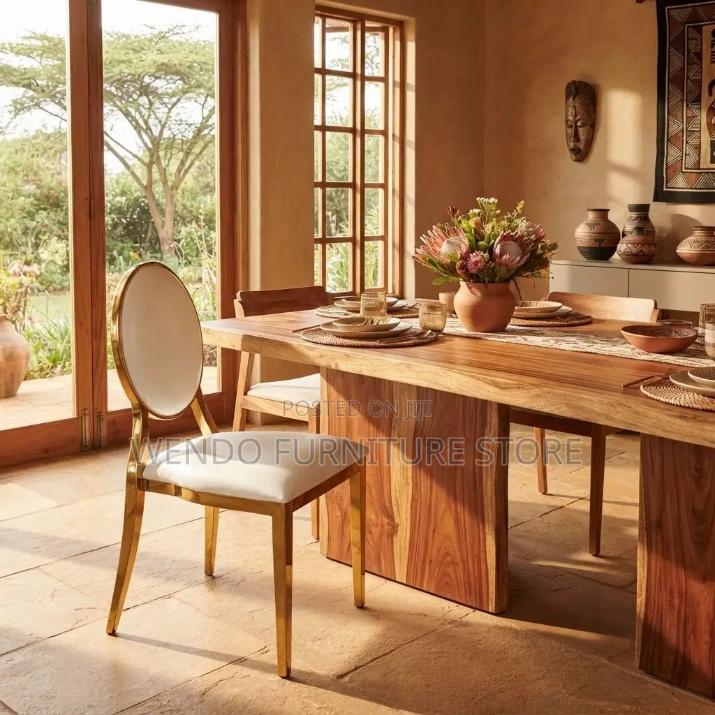 Home Chairs; Armless Brown Golden Dining Chairs