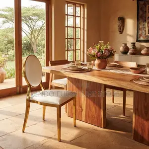 Home Chairs; Armless Brown Golden Dining Chairs