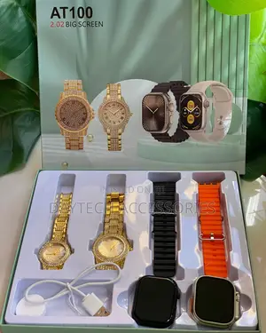 AT100 2.02 Big Screen Couple's Smart Watch Gift Set.