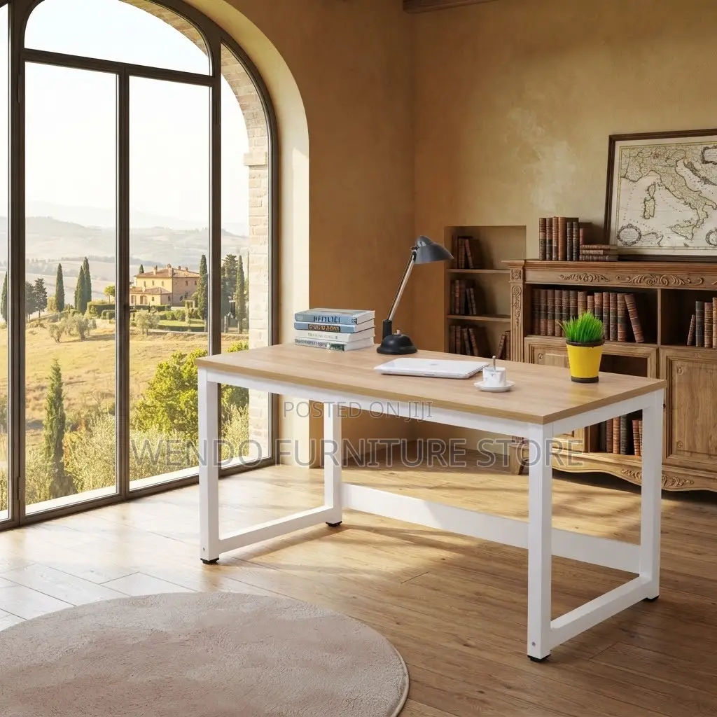 Office Desk; 1400MM Metallic Framed Wooden Home Office Tables