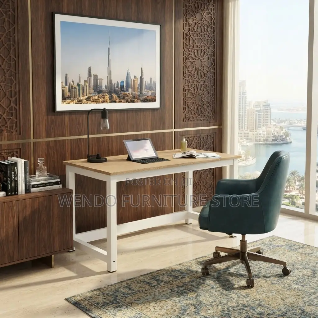 Office Desk; 1400MM Metallic Framed Wooden Home Office Tables