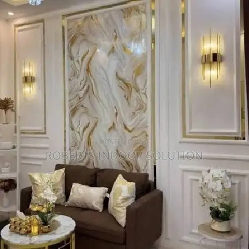 Elegant White and Gold Vein PVC Marble Sheet