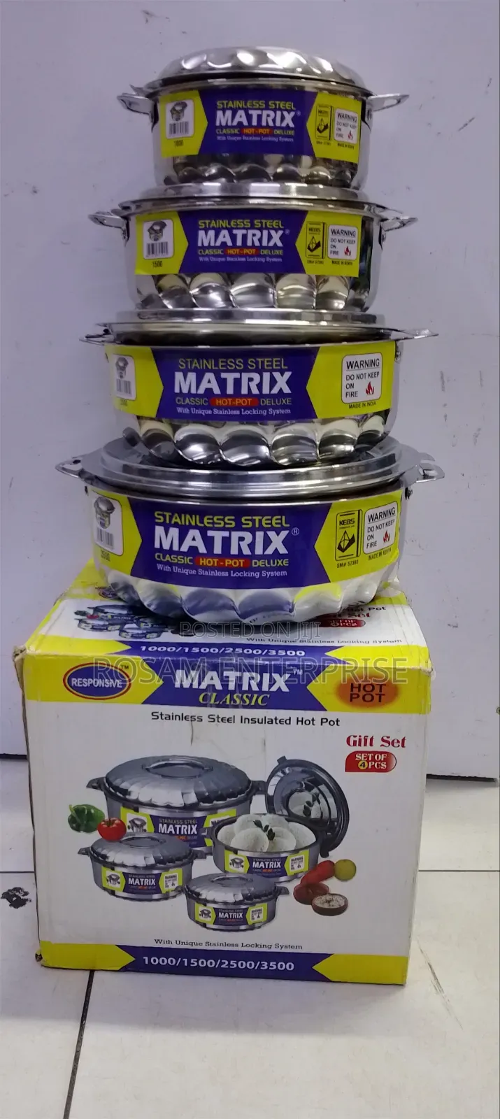 4 PCS Matrix Stainless Steel Classic Hot Pot Deluxe