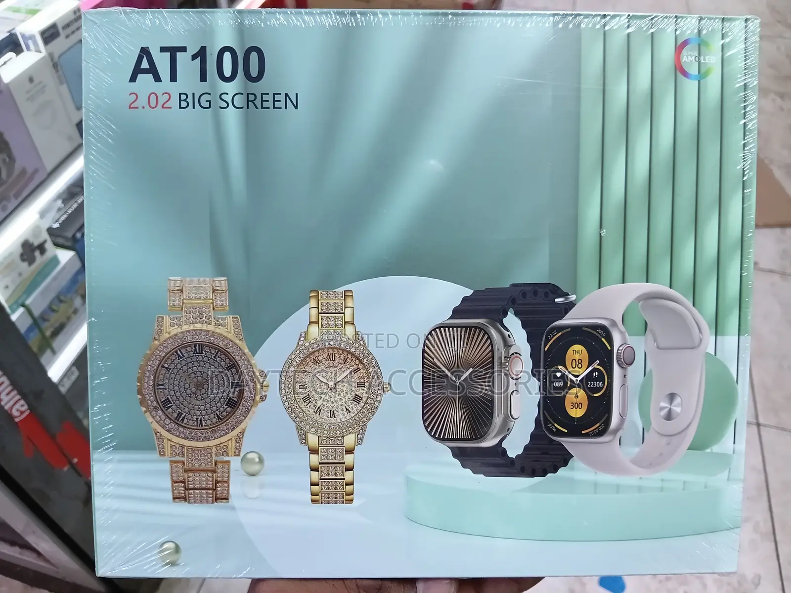 The AT100 2.02 Big Screen Couple's Smart Watch Set