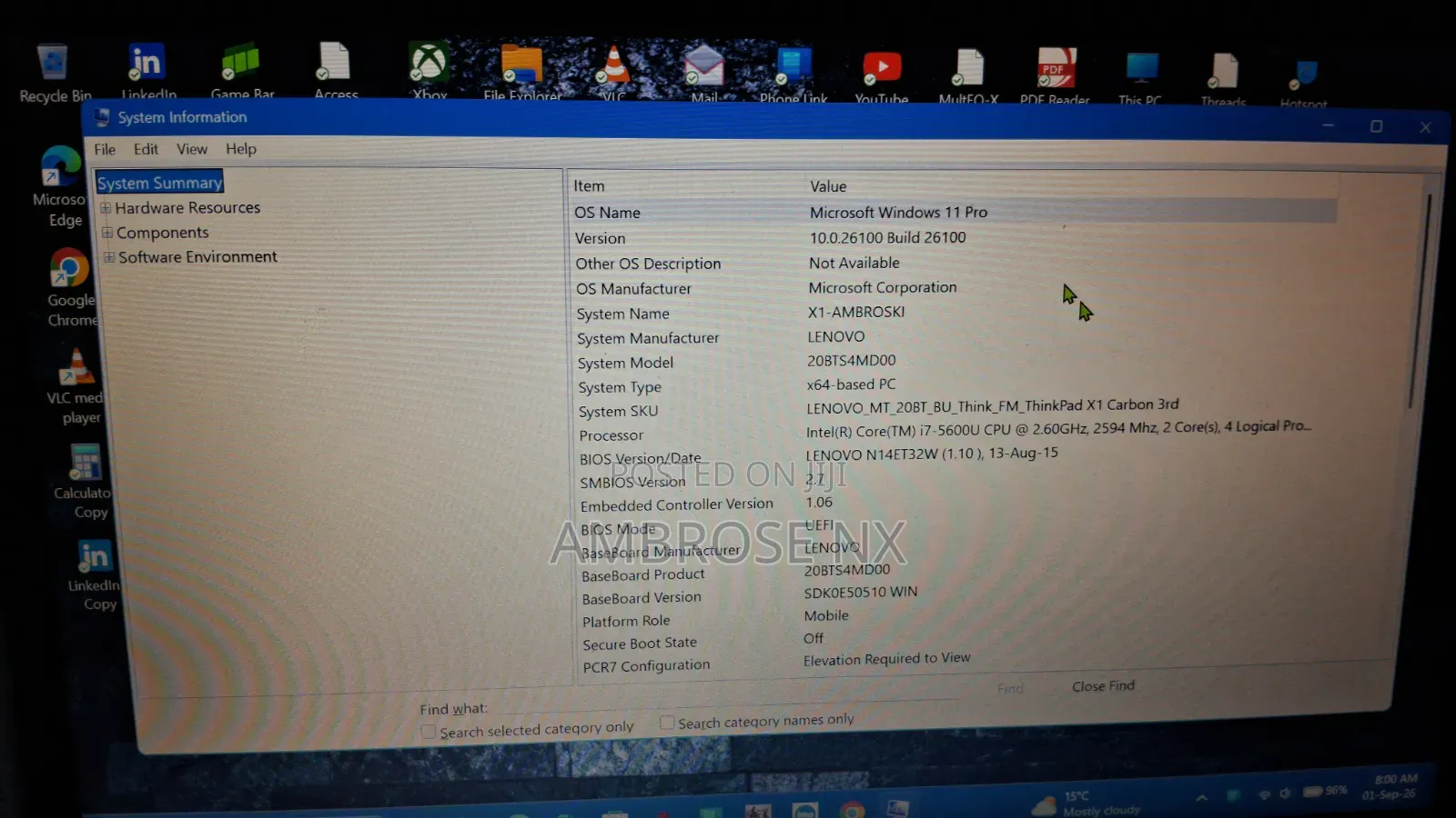 Laptop Lenovo ThinkPad X1 Carbon 8GB Intel Core i7 SSD 256GB