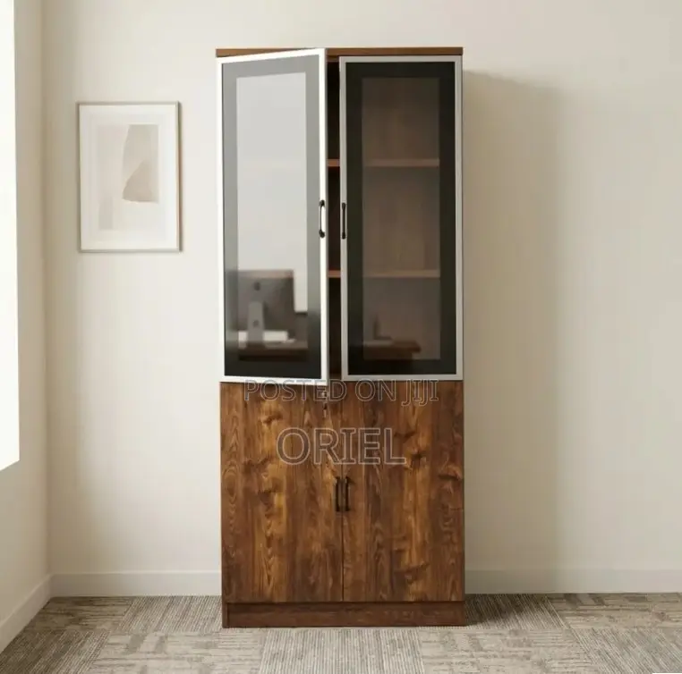Modern 2-Door Office Cabinet : Executive Wooden Storage Cabinet
