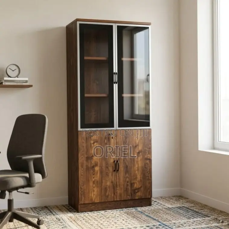 Modern 2-Door Office Cabinet : Executive Wooden Storage Cabinet