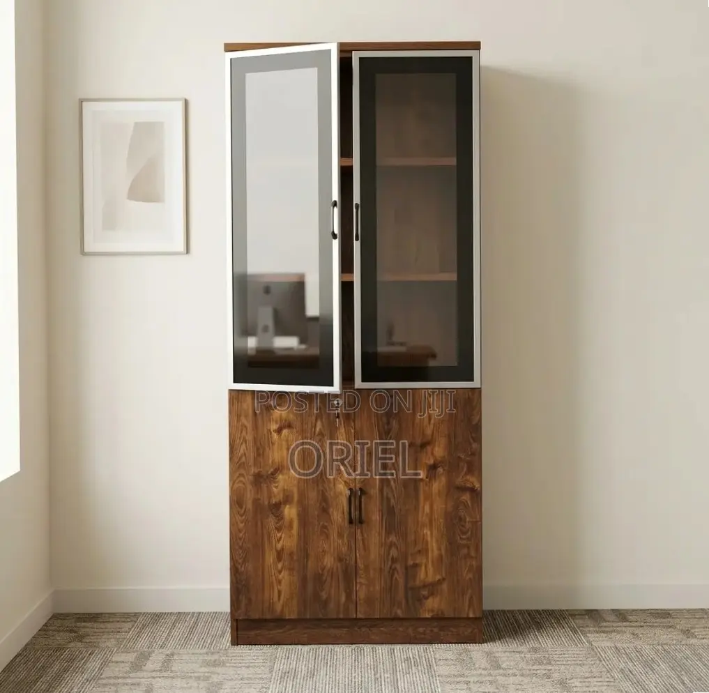Modern 2-Door Office Cabinet : Executive Wooden Storage Cabinet