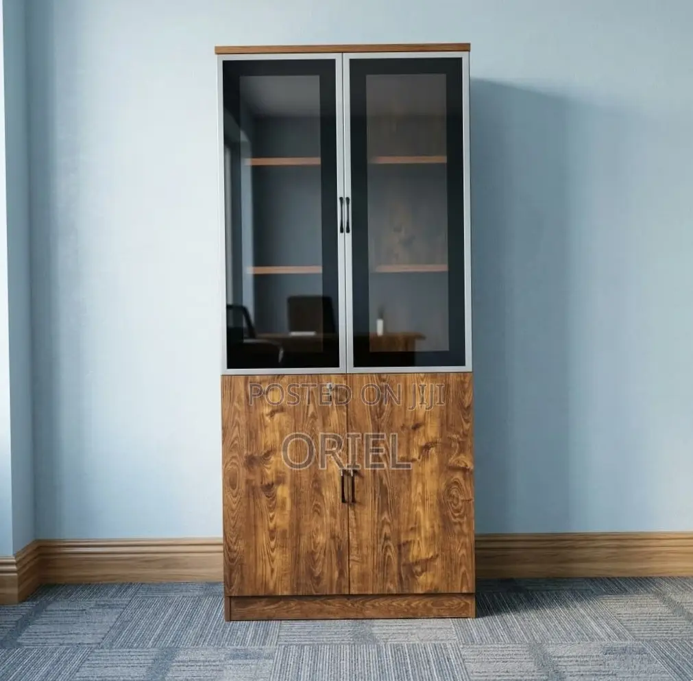 Modern 2-Door Office Cabinet : Executive Wooden Storage Cabinet