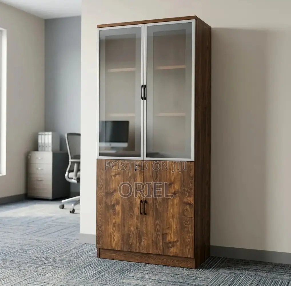 Modern 2-Door Office Cabinet : Executive Wooden Storage Cabinet