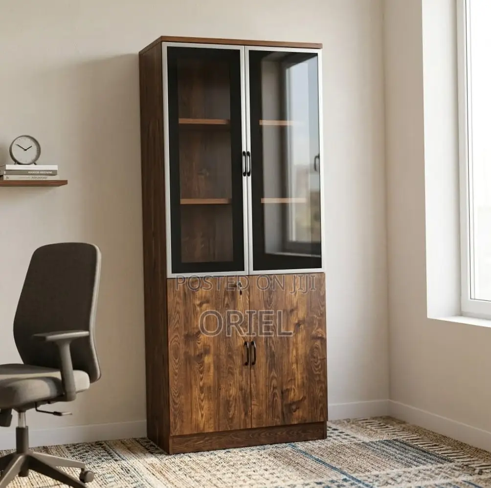 Modern 2-Door Office Cabinet : Executive Wooden Storage Cabinet