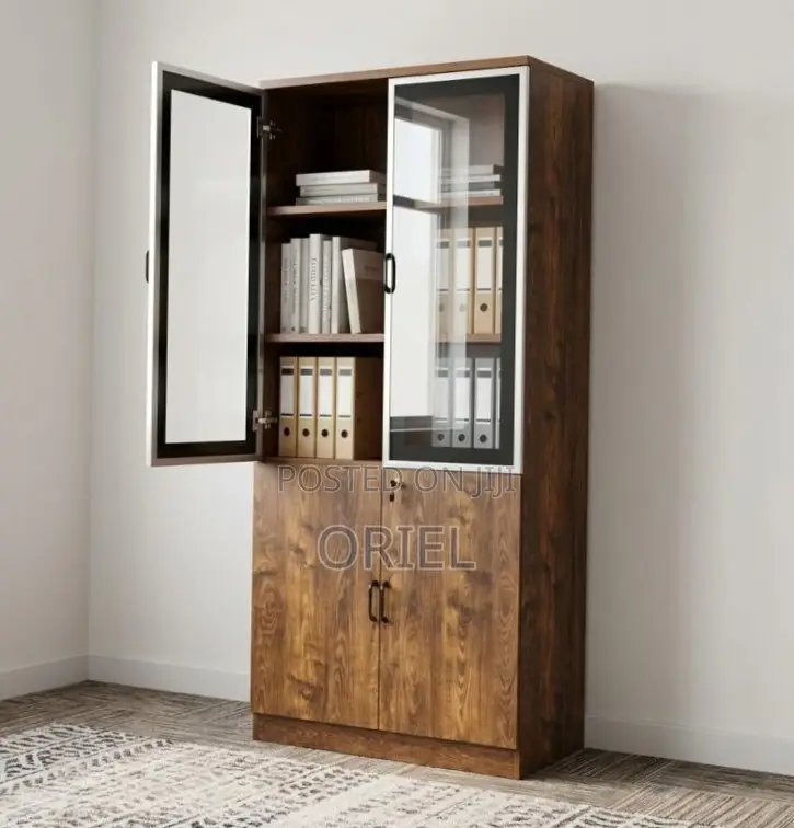 Modern 2-Door Office Cabinet : Executive Wooden Storage Cabinet