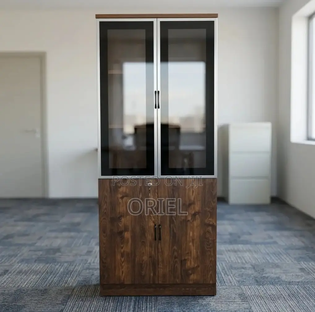 Modern 2-Door Office Cabinet : Executive Wooden Storage Cabinet