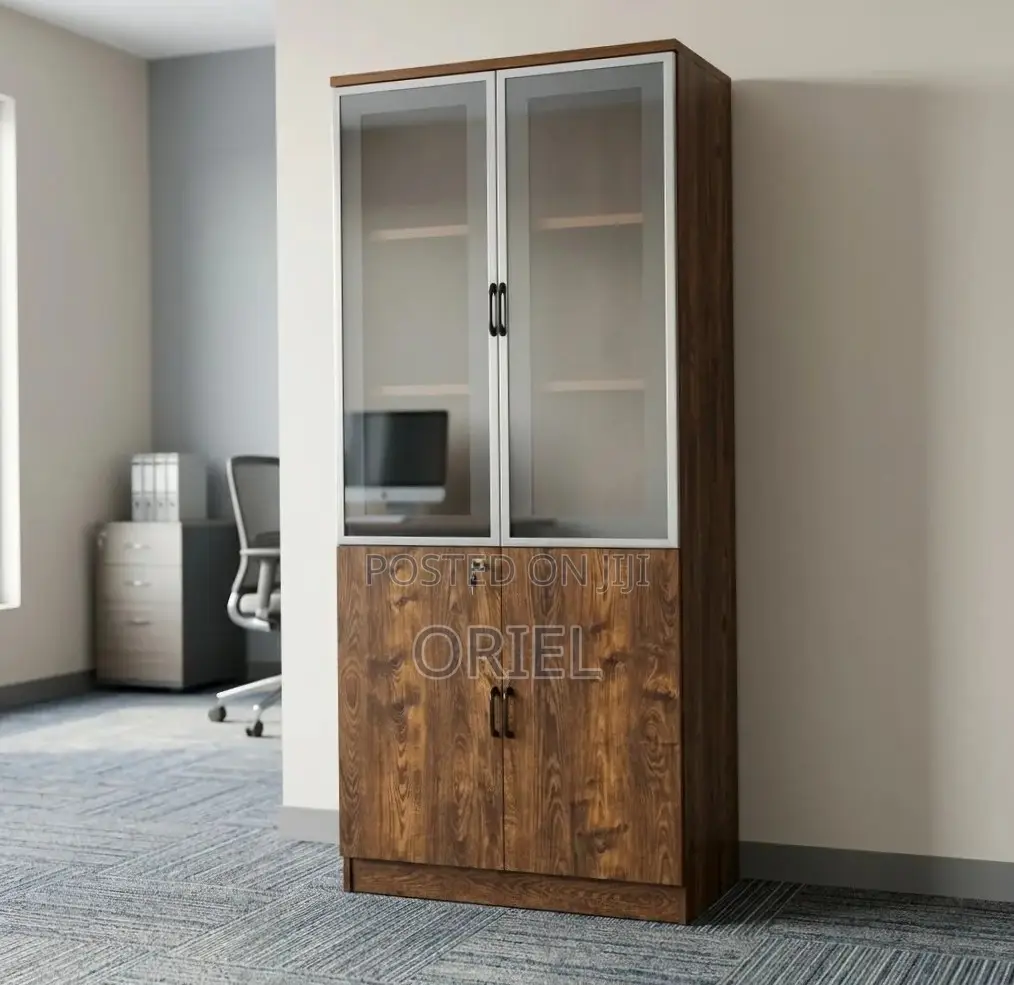 Modern 2-Door Office Cabinet : Executive Wooden Storage Cabinet