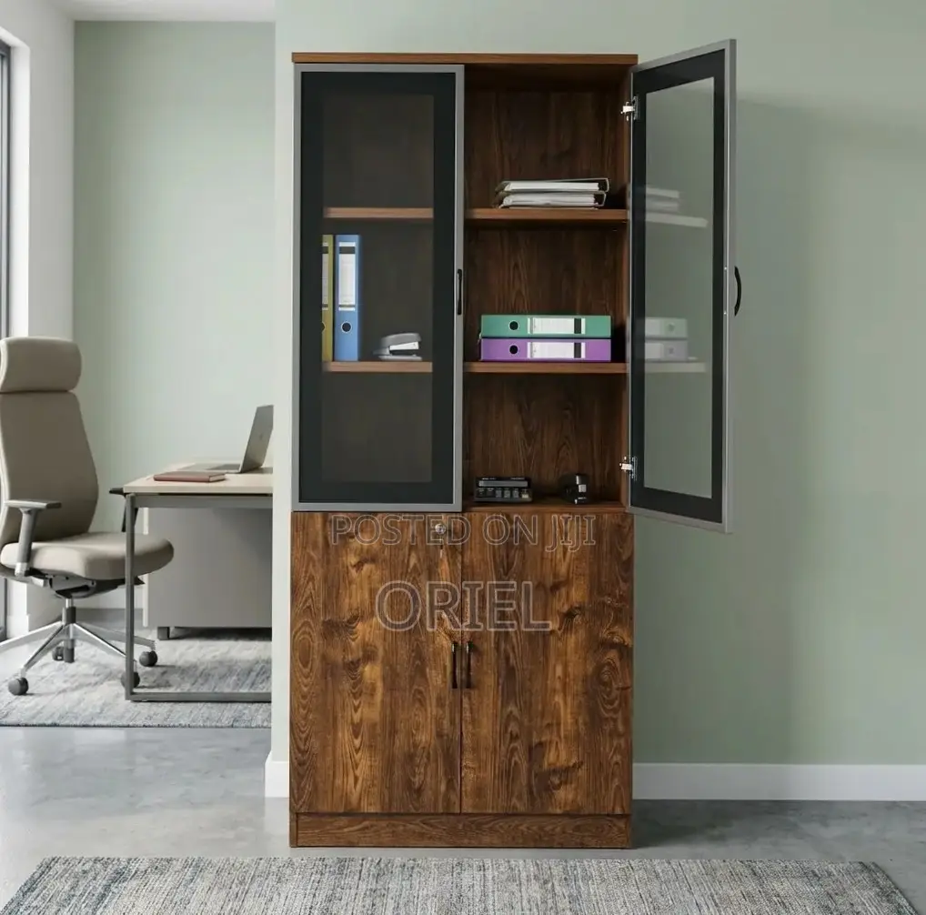 Modern 2-Door Office Cabinet : Executive Wooden Storage Cabinet
