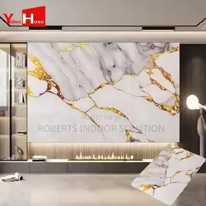 Carrara White PVC Marble Wall Panel With Gold Highlights