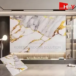Carrara White PVC Marble Wall Panel With Gold Highlights