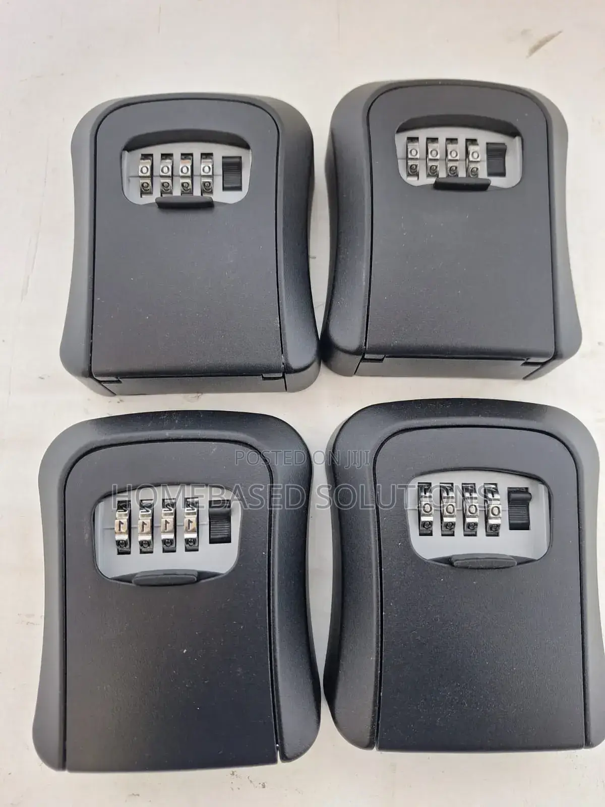 Metallic Key Lock Box - Black Aluminum, Wall Mount Safe,