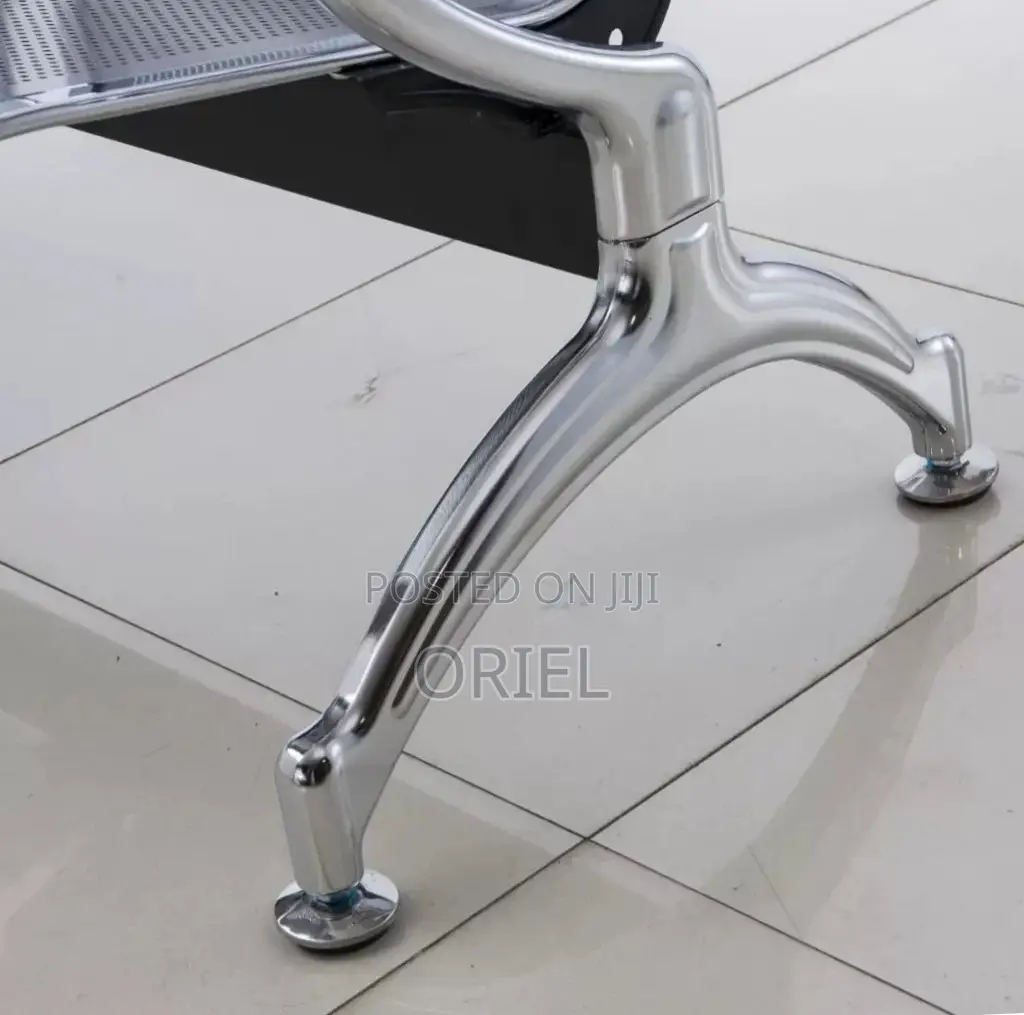 Office Reception Waiting Chair : 3 Seat Metal Modern Steel Bench
