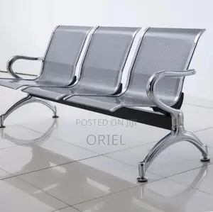 Office Reception Waiting Chair : 3 Seat Metal Modern Steel Bench