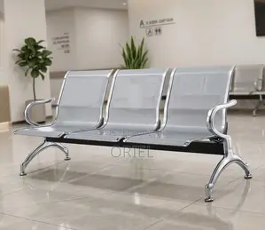 Office Reception Waiting Chair : 3 Seat Metal Modern Steel Bench