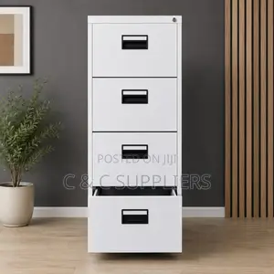 4-Drawer White File Cabinet.