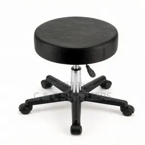 Round Leather Guest Stool.