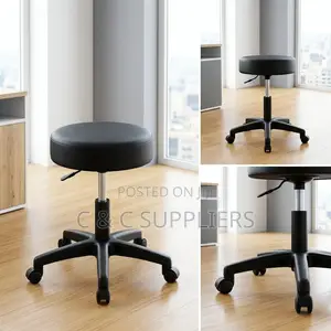 Round Leather Guest Stool.