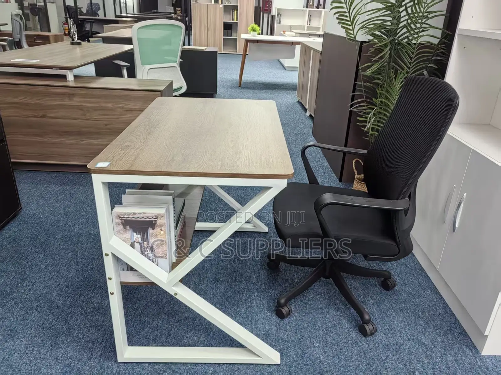 Generic Study Desk With a Bookshelf