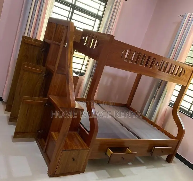Bunk Bed; Strong Wooden Bunk Bed Frame for Home and Guest Rooms
