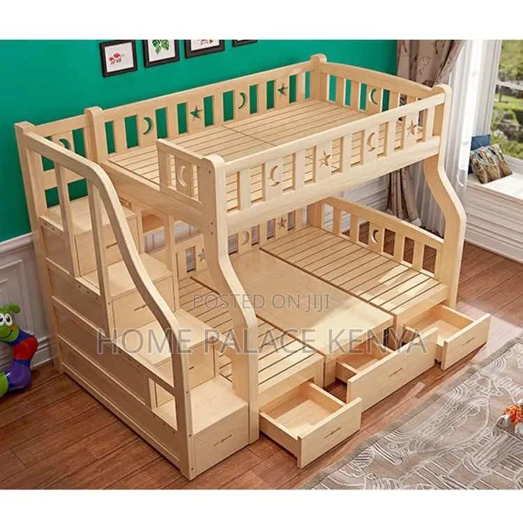 Bunk Bed; Strong Wooden Bunk Bed Frame for Home and Guest Rooms