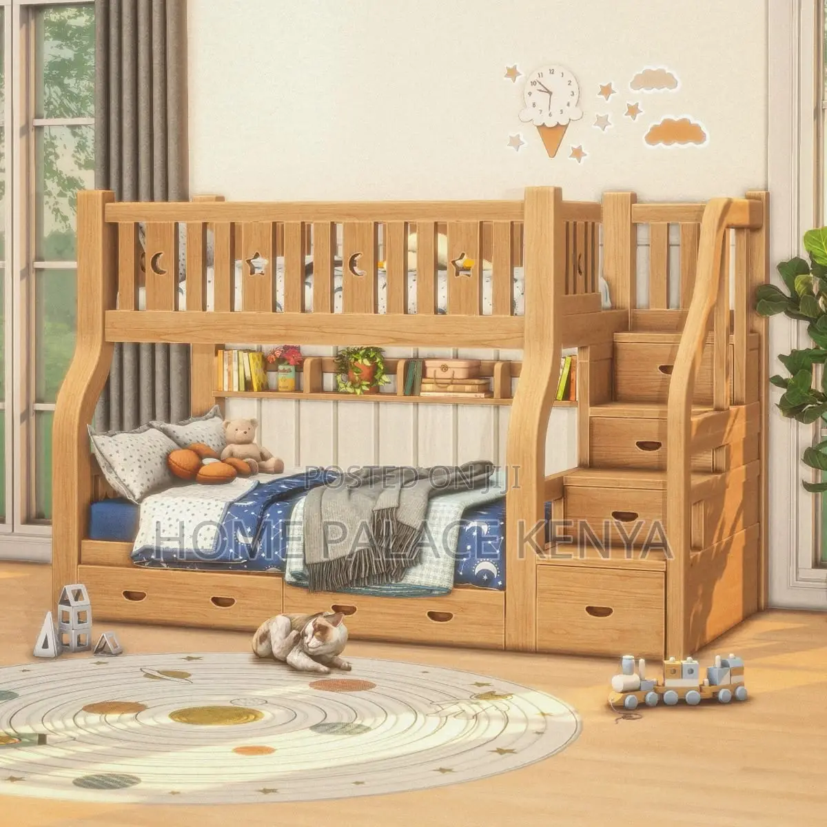 Bunk Bed; Strong Wooden Bunk Bed Frame for Home and Guest Rooms