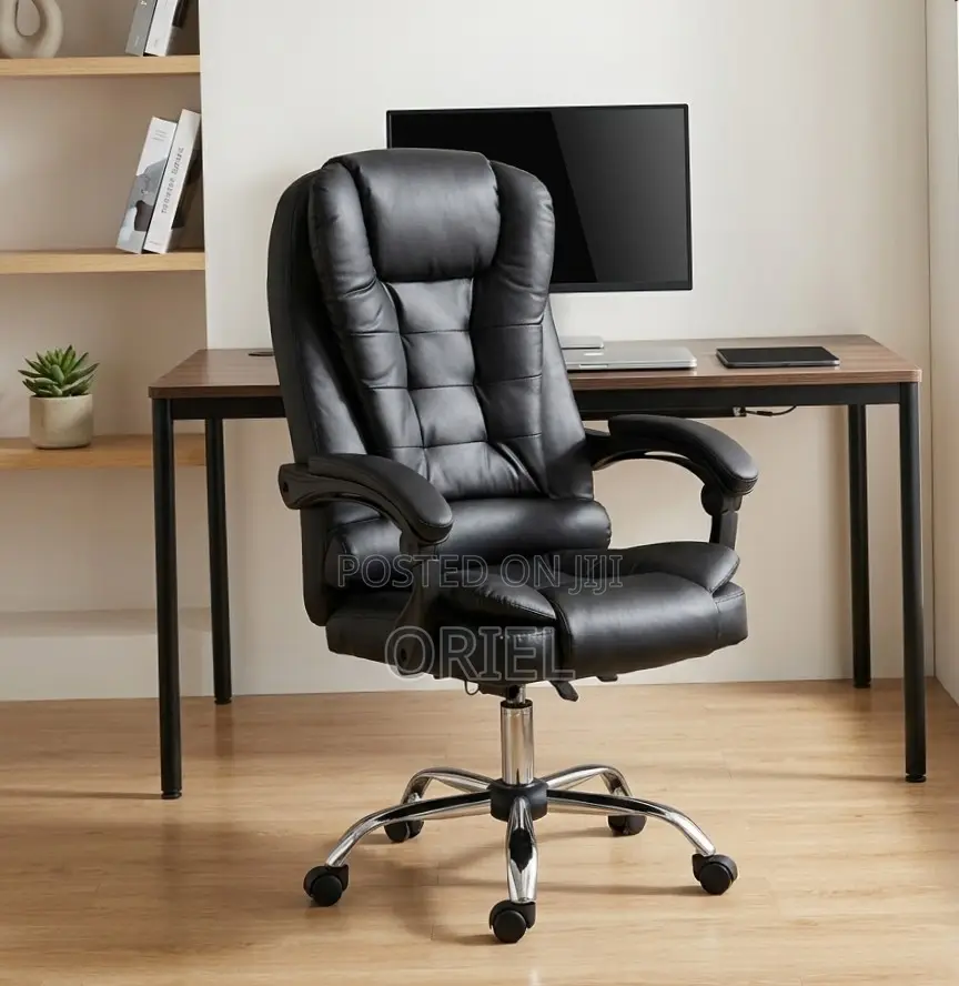 Executive Ergonomic Office Chair : Black PU Leather Chair