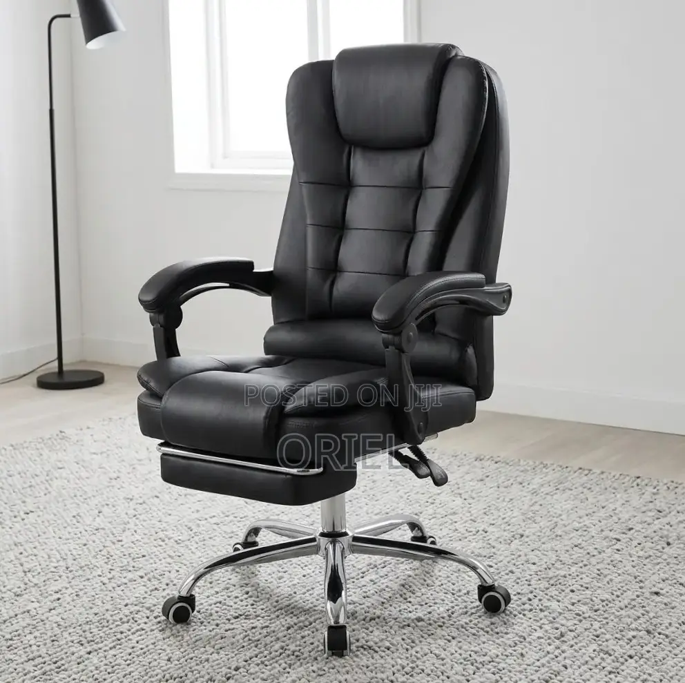 Executive Ergonomic Office Chair : Black PU Leather Chair
