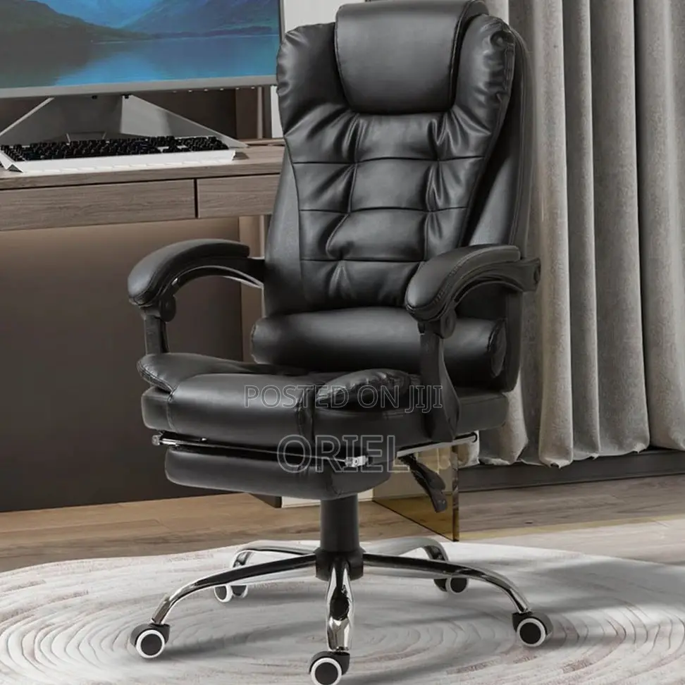 Executive Ergonomic Office Chair : Black PU Leather Chair