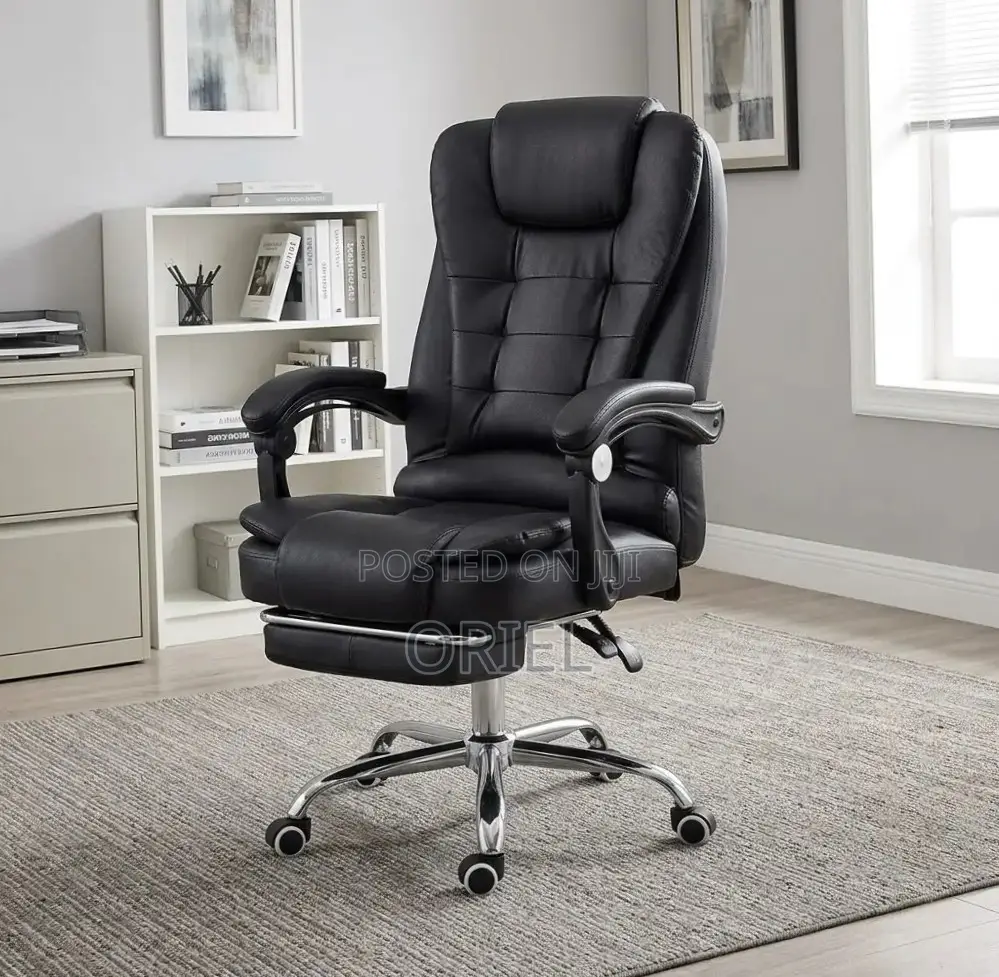 Executive Ergonomic Office Chair : Black PU Leather Chair