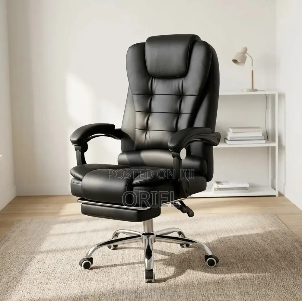 Executive Ergonomic Office Chair : Black PU Leather Chair