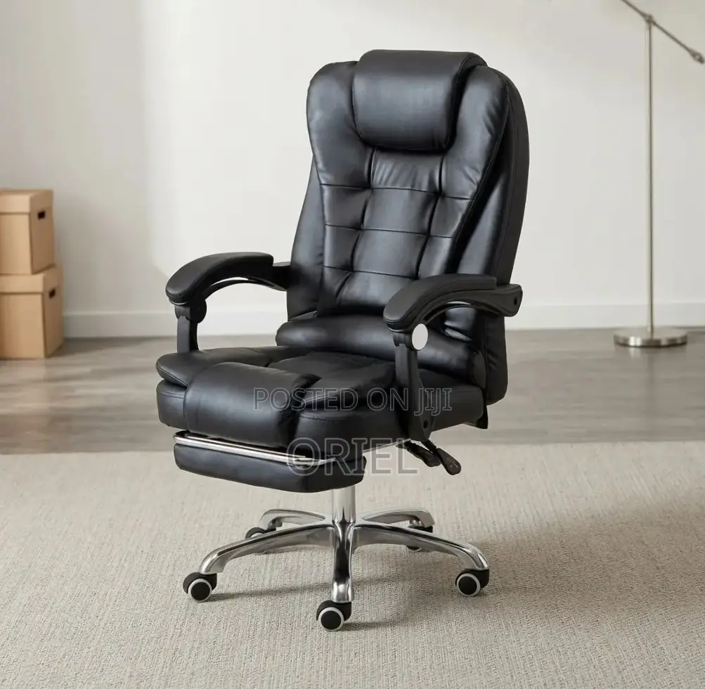 Executive Ergonomic Office Chair : Black PU Leather Chair