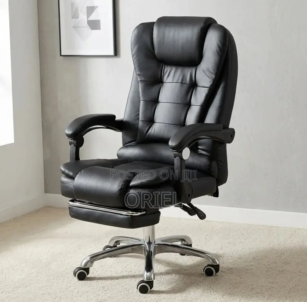 Executive Ergonomic Office Chair : Black PU Leather Chair