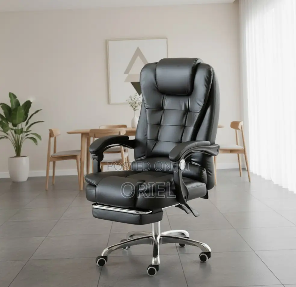 Executive Ergonomic Office Chair : Black PU Leather Chair