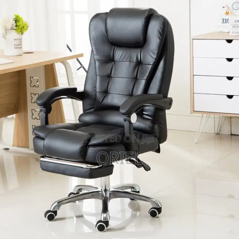 Executive Ergonomic Office Chair : Black PU Leather Chair