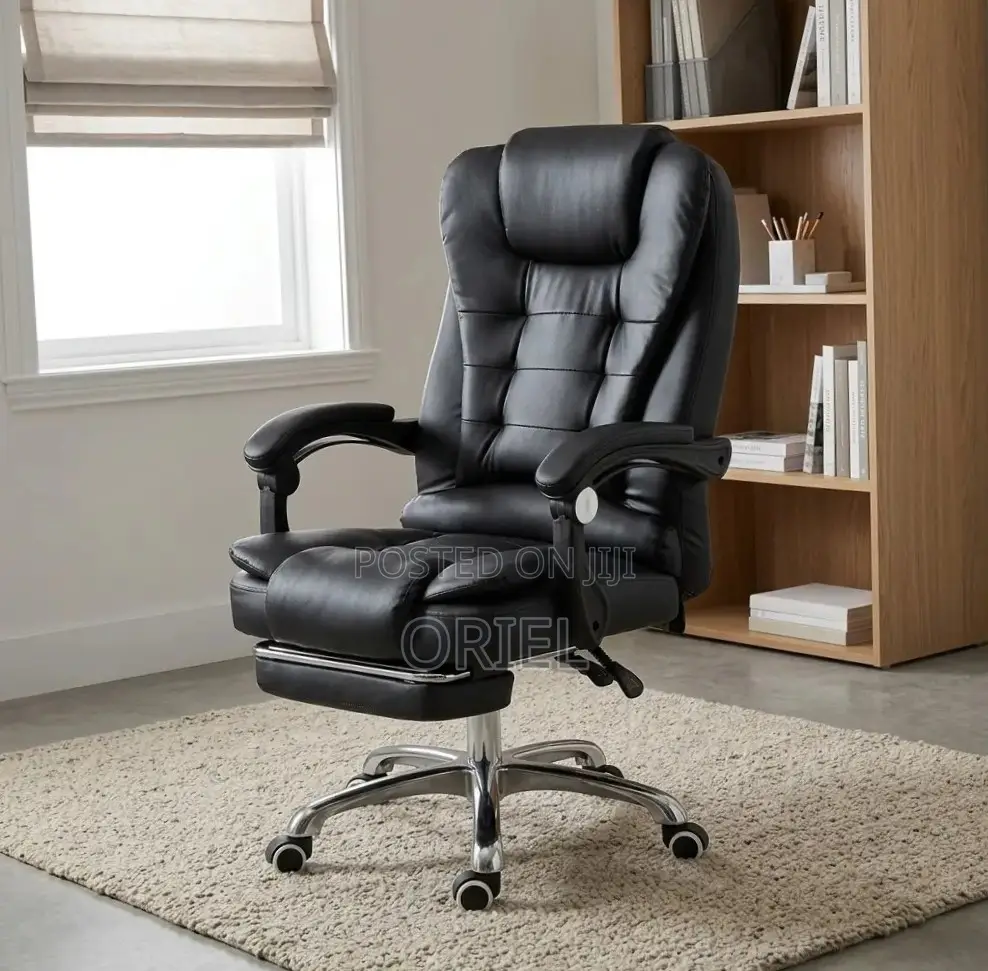 Executive Ergonomic Office Chair : Black PU Leather Chair