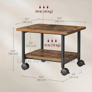 38CM Mobile Printer Stand With Storage Shelf & Locking Wheels