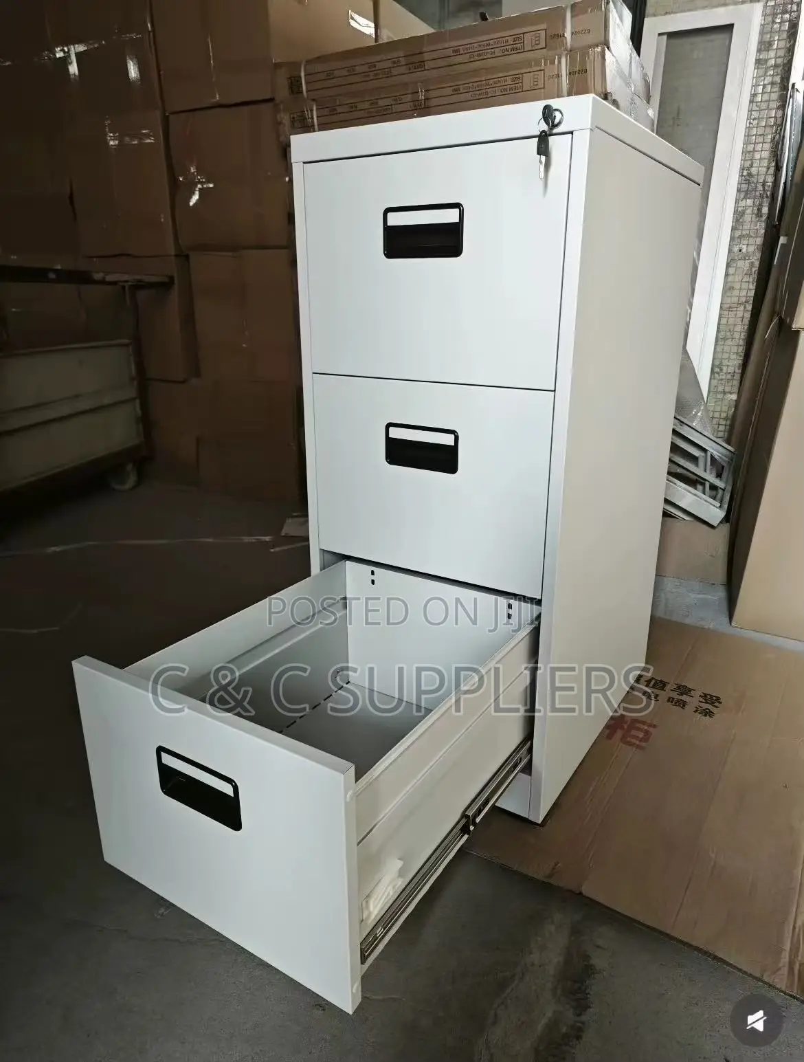 Metallic 3-Drawer Home Filling Cabinet.