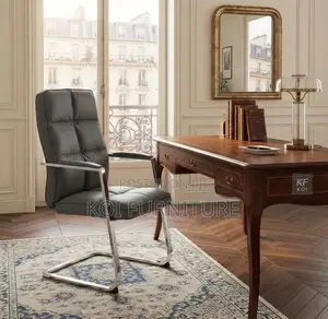 Office Chairs; Gray Executive Office Guest Leather Chair