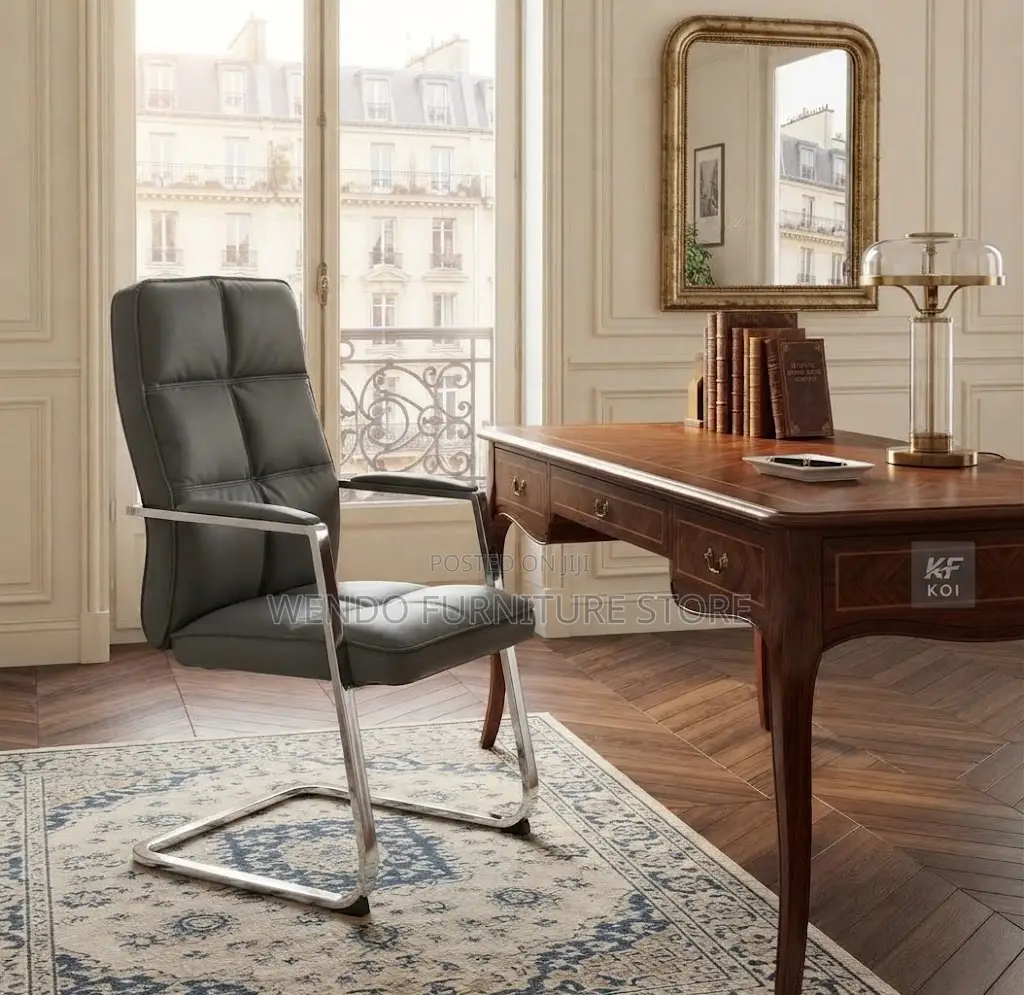 Office Chairs; Leather High Backrest Office Seat With Sled Base Legs