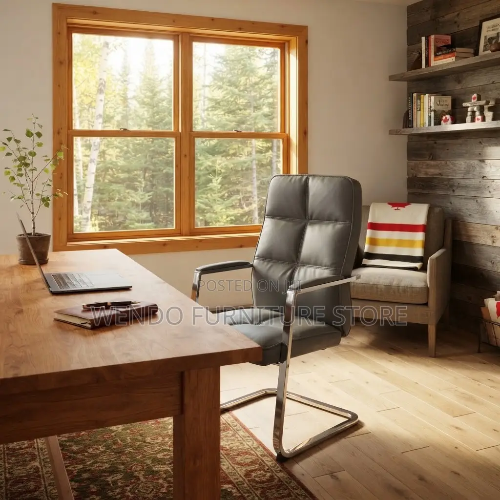 Office Chairs; Leather High Backrest Office Seat With Sled Base Legs