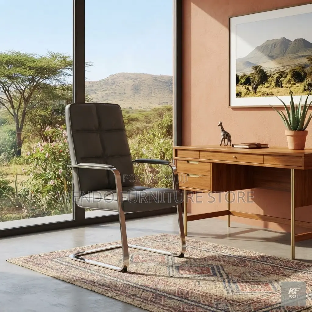Office Chairs; Leather High Backrest Office Seat With Sled Base Legs