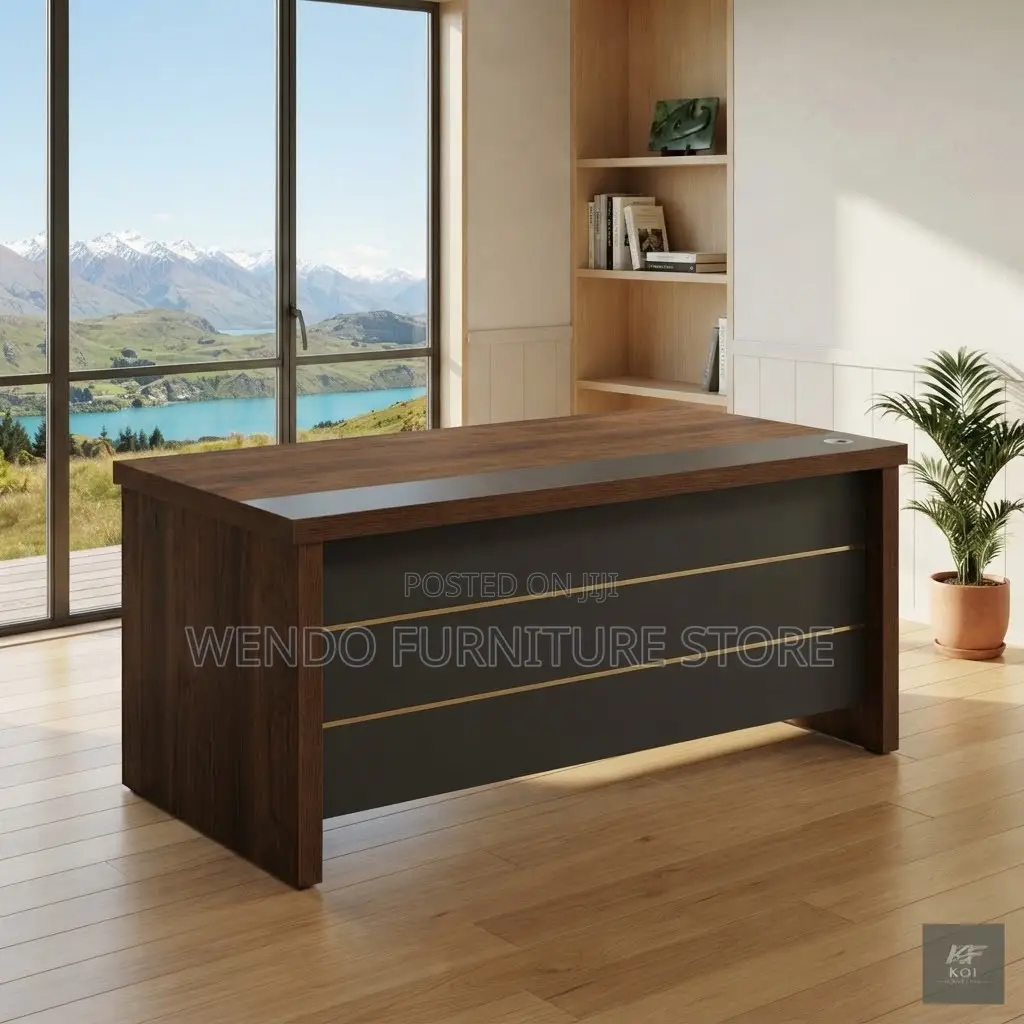 Office Desks; 140CM Executive Office Desk With Side Cabinet
