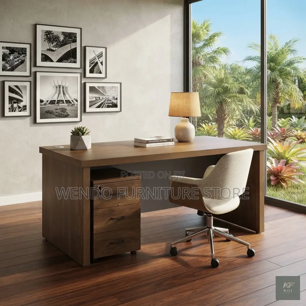 Office Desks; 140CM Executive Office Desk With Side Cabinet